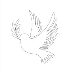 The Pigeon With Leaf Pencile Illustration Drawing