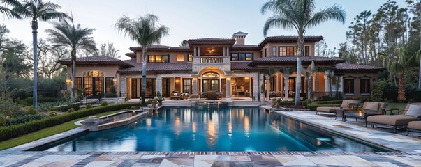 Coastal mansion with a pool.