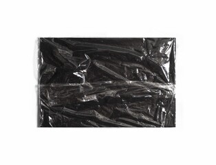 Plastic Wrap mockup, horizontal black square canvas for artworks in white background, y2k grunge style