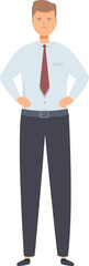 Confident businessman standing with hands on hips posing for business portrait