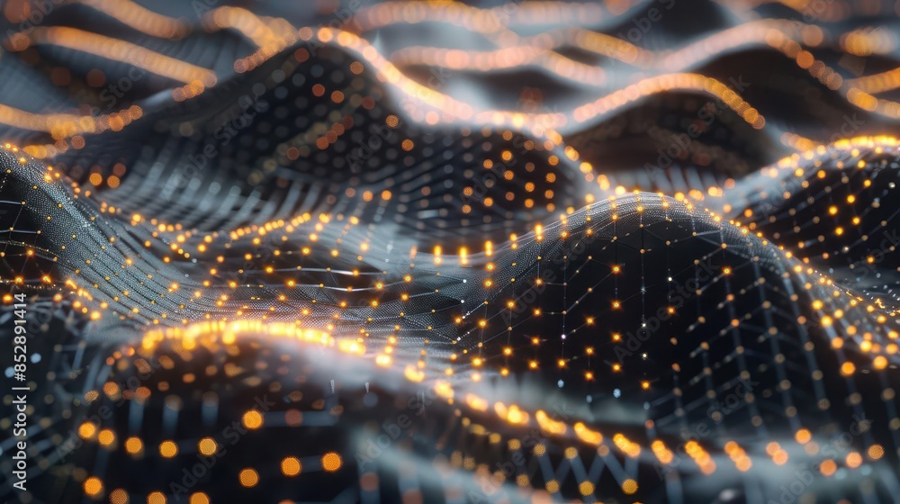 Poster futuristic neural network of quantum computing connections 3d illustration