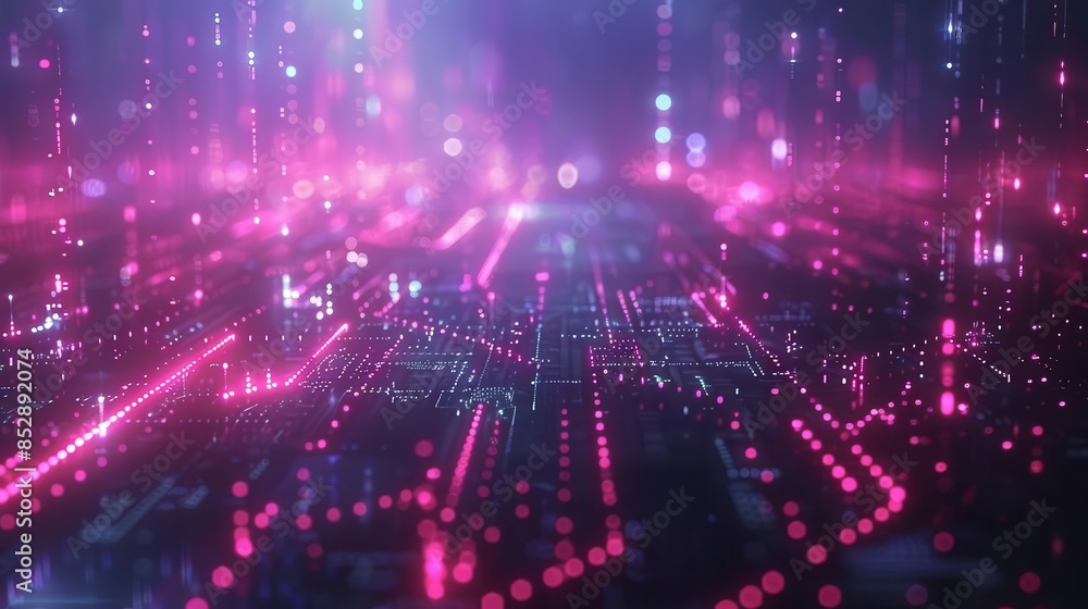 Aufkleber futuristic tech backdrop with glowing fiber optics and quantum computing network