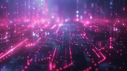 Naklejka premium futuristic tech backdrop with glowing fiber optics and quantum computing network