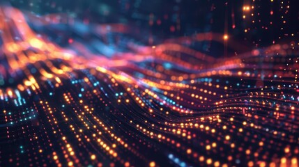 Obraz premium futuristic technology wallpaper with glowing abstract shapes on dark background