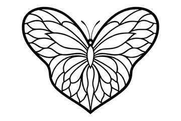a-heart-created-from-exotic-butterfly-wings silhouette vector illustration 