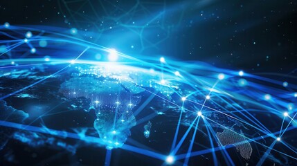 global digital connectivity concept with futuristic earth data transfer technology 3d illustration