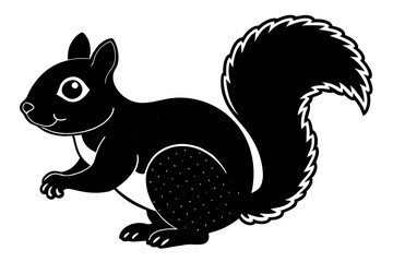 cute crocheted squirrel standing on all fours on silhouette vector illustration