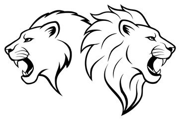  image-of-lions-roaring silhouette vector illustration 