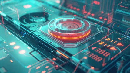 Power level display on a medical device battery, critical healthcare theme, front view, illustrating realtime battery status, digital tone, colored pastel