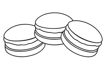 set-of-color-french-macaroons--isolated on- silhouette vector illustration 