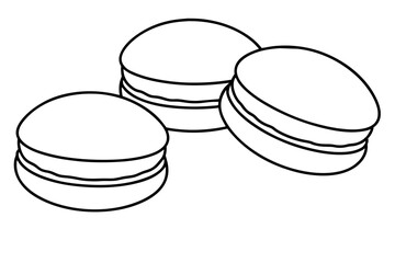 set-of-color-french-macaroons--isolated on- silhouette vector illustration 