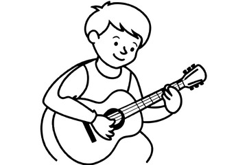 the-boy-is-playing-the-guitar silhouette vector illustration 