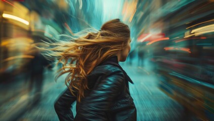 Experiment with motion blur to convey a sense of momentum, illustrating her relentless drive to push boundaries and defy expectations.