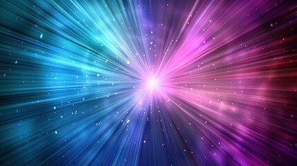 Obraz premium A vibrant burst of light rays in blue and pink hues, creating a dynamic and energetic visual effect.