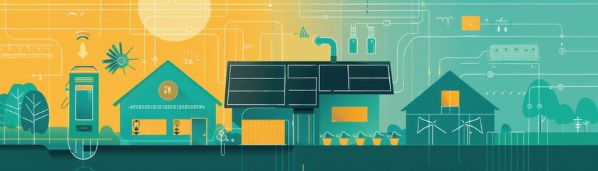 Fototapeta premium Energy efficiency icons for heating