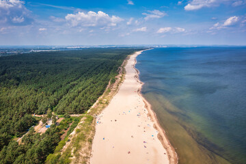 Beautiful scenery of Baltic Sea beach in Sobieszewo at summer , Poland