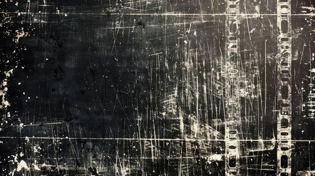 grunge film grain texture overlay black scratched and damaged vintage background for layering