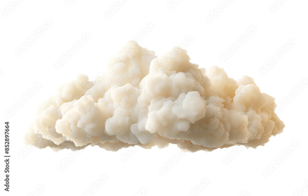 Poster a pile of fluffy white clouds illustrated in a realistic style, set against a clean white background