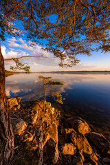 sunset over the lake