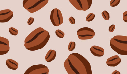 Cute coffee beans pattern background vector design