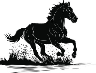horse silhouette vector art illustration