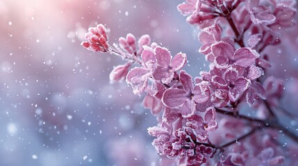 Winter lilac scene with tender and picturesque textures