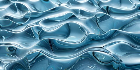 Fototapeta premium Blue Abstract 3D Rendering of a Surface with Smooth Waves and Ripples