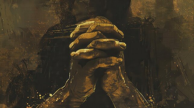 humble hands folded in fervent prayer seeking solace and guidance concept illustration
