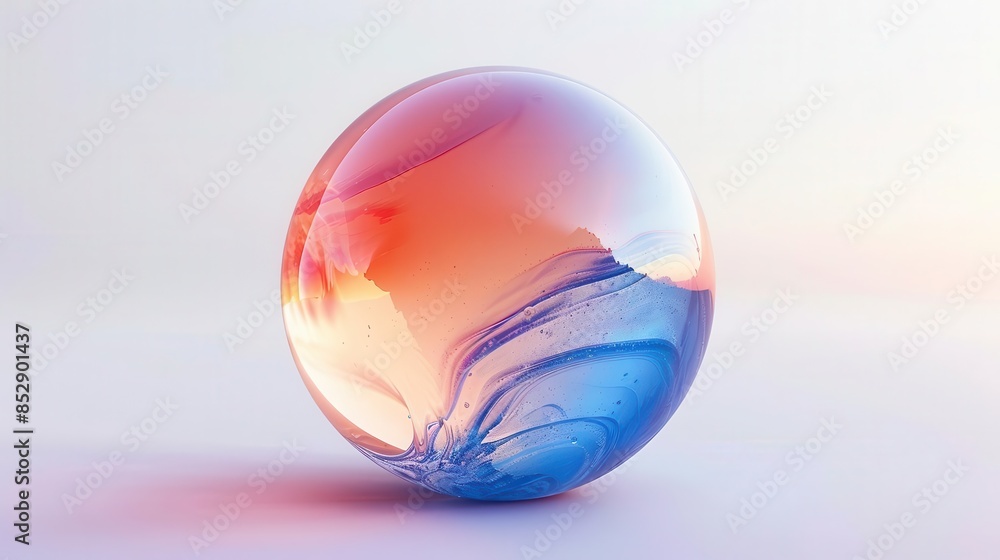 Poster hyperrealistic gradient liquid sphere isolated on white background 3d rendering