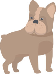 Minimalist illustration of a brown french bulldog standing and looking to the side
