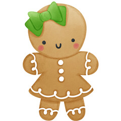Gingerbread girl with green bow