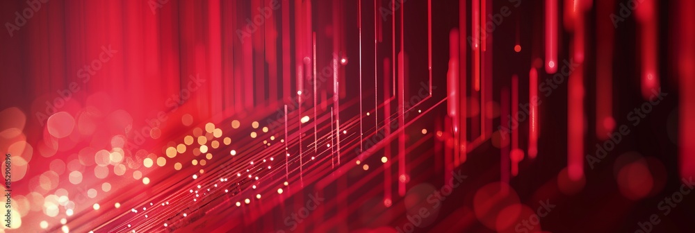 Poster minimalist red background with subtle digital particles and vertical bar lines, providing a clean an