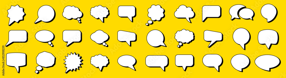 Poster speech bubbles set, text balloon, different empty speech discussion bubble icons, talk cloud bubble 
