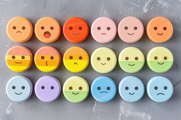 Fototapeta premium Colorful pieces of wood represent a variety of emotions and feelings.