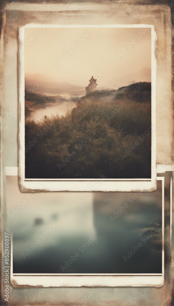 Poster vintage polaroid instant photo frame isolated in transparent polaroid frame isolated design element