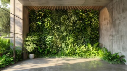 lush vertical garden thriving inside modern ecofriendly urban building 3d illustration