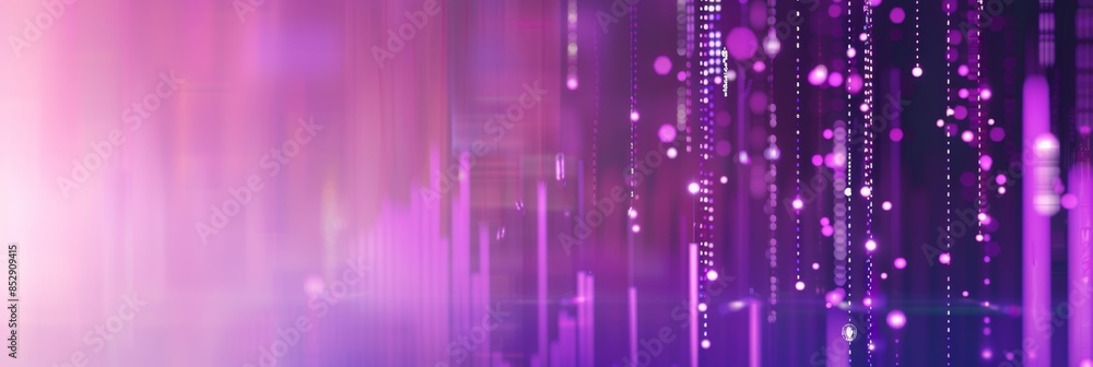 Poster light lavender background featuring floating digital particles and vertical bar lines, offering a fr