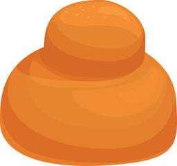 Round loaf of bread with a crispy crust is lying on a white background