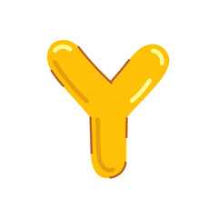 Cute letter Y vector illustration, cartoon kids font image, colorful childish bubble letter, glossy canddy or jelly style alphabet y