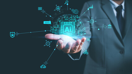 Ai technology, Artificial Intelligence. man using technology smart robot AI, artificial...
