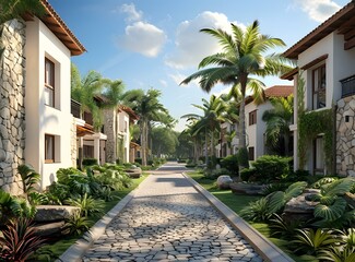 Stone path through a tropical paradise
