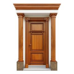 Modern wooden door on transparent background