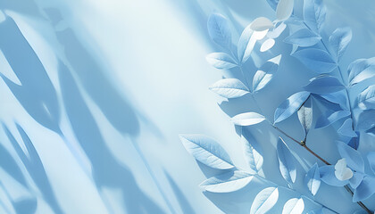 Obraz premium Abstract Leaf Shadow Overlay on a Light Blue Background for Minimalist Design Projects
