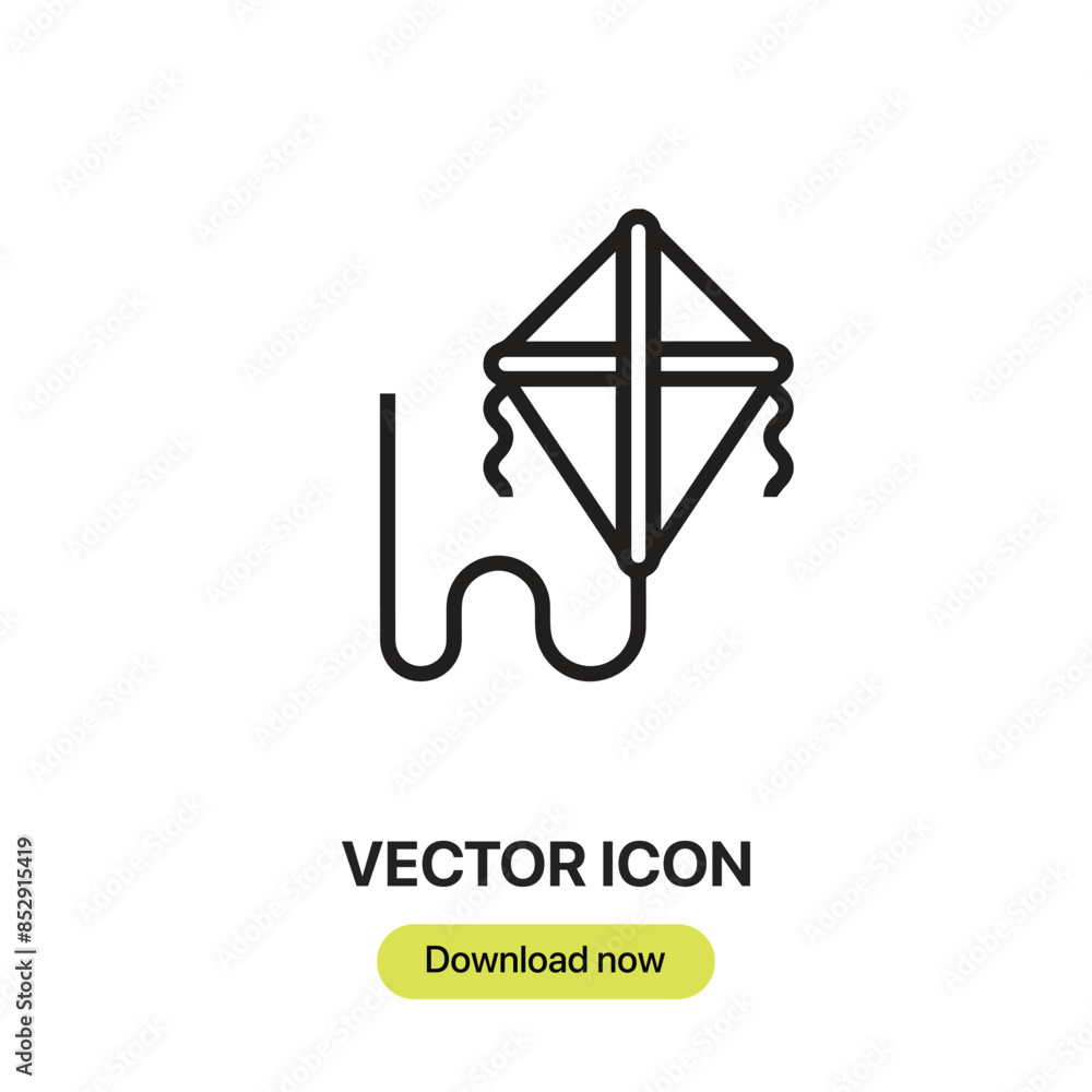 Poster kite icon vector. linear-style sign for mobile concept and web design. kite symbol illustration. pix