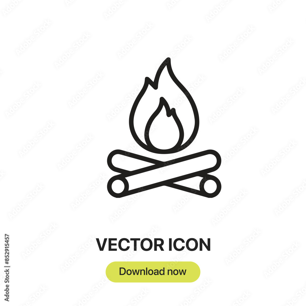 Poster campfire icon vector. linear-style sign for mobile concept and web design. campfire symbol illustrat
