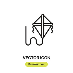 Kite icon vector. Linear-style sign for mobile concept and web design. Kite symbol illustration. Pixel vector graphics - Vector.