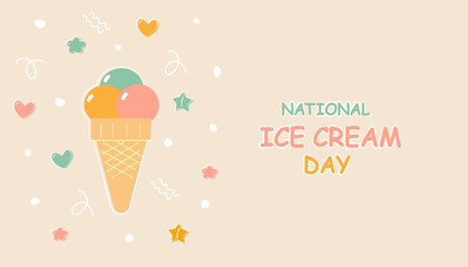 National ice cream day. Template for background, banner, card, poster.