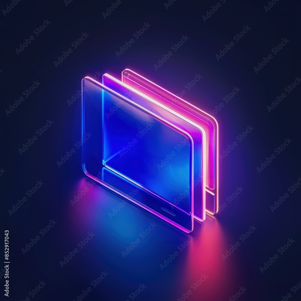 Poster neon abstract digital interface concept. generative ai
