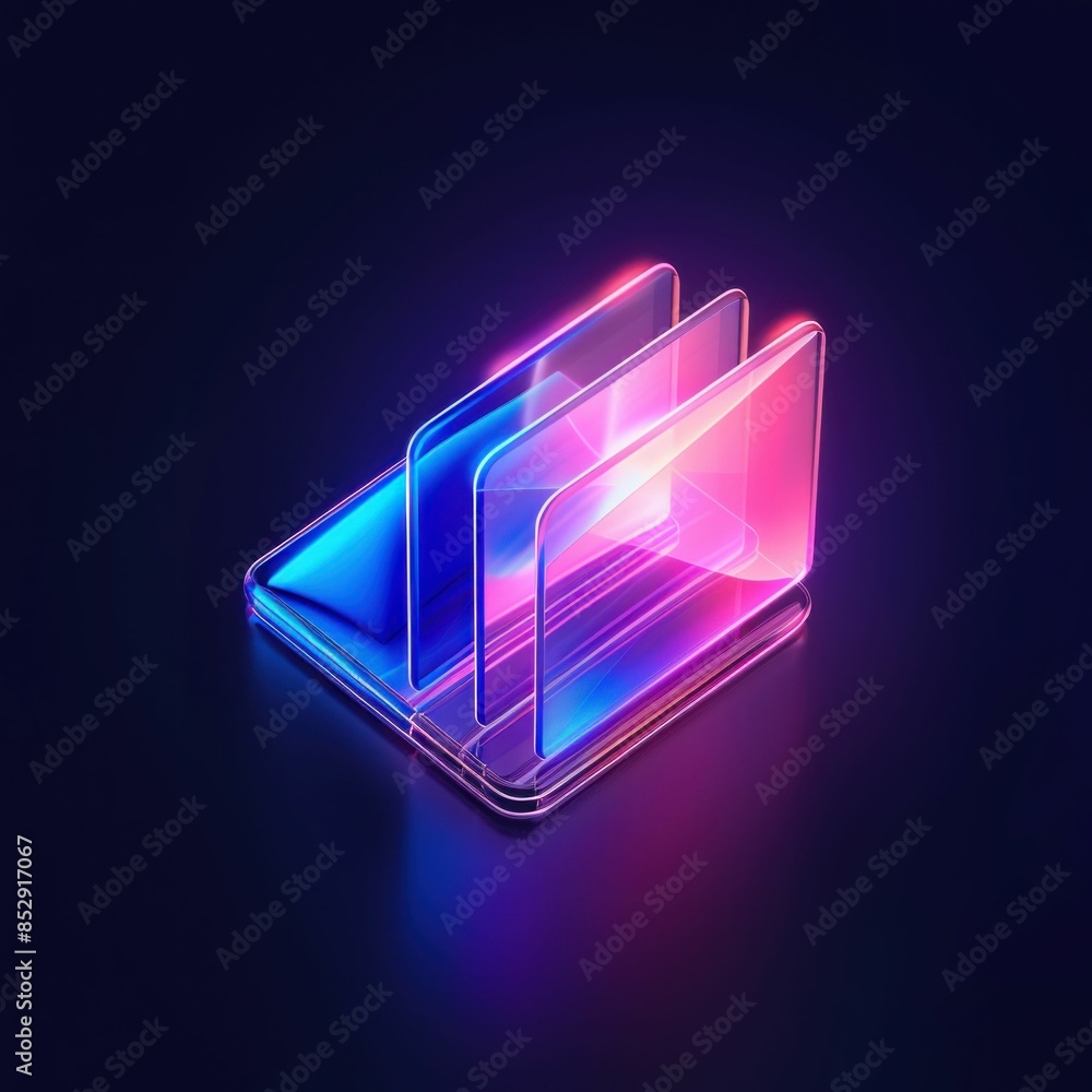 Poster neon abstract digital interface concept. generative ai