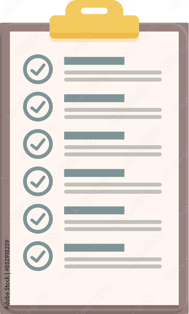 Poster clipboard is showing check marks next to a list of completed tasks, representing successful project 